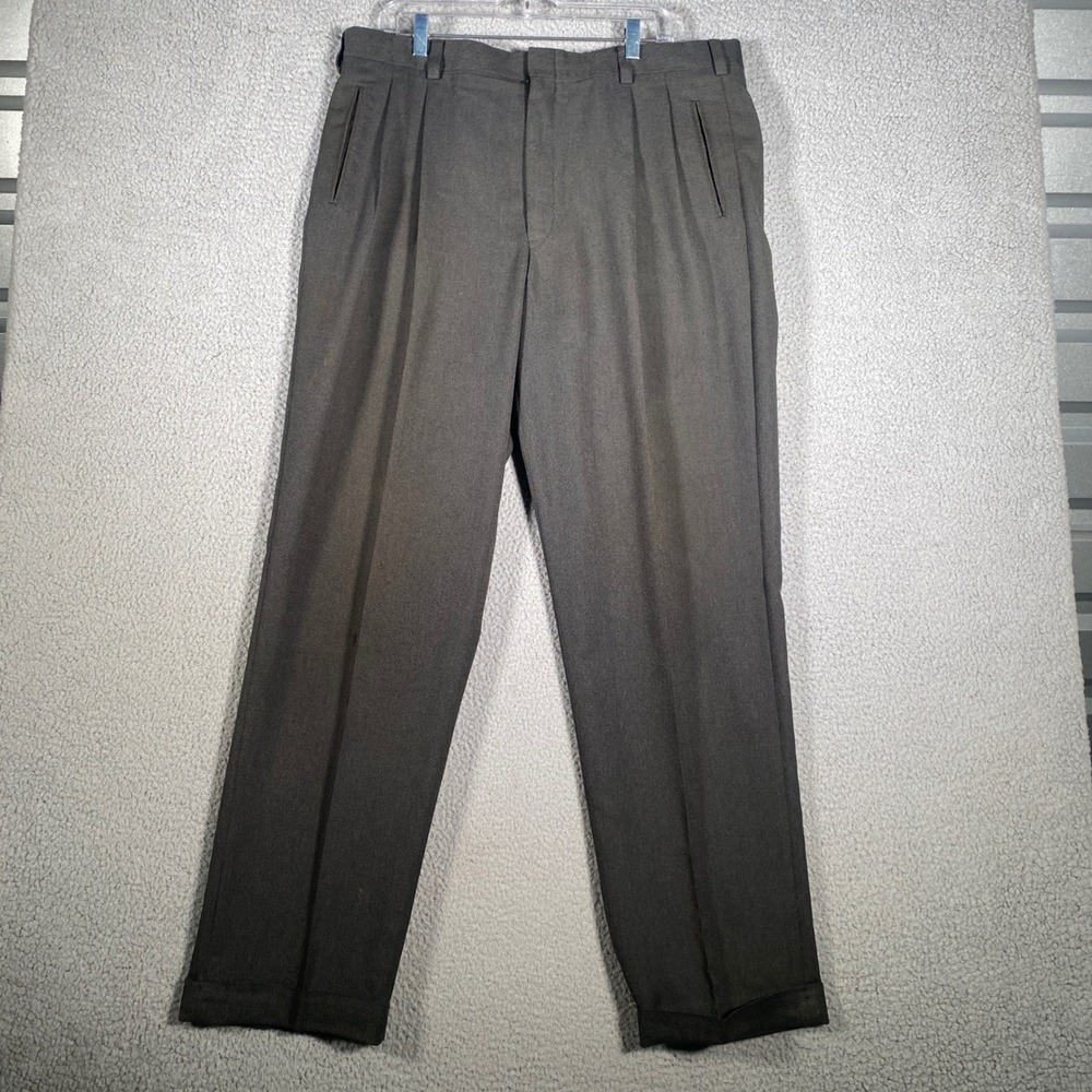 Pierre Cardin Men Pleated Front Dress Pants Charcoal‎ Gray 38x32